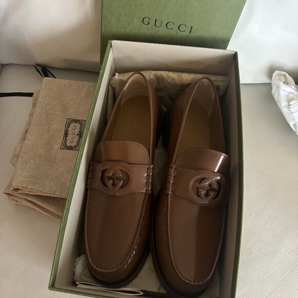 Gucci 738470 Mens Brown Leather Millennial Ribot GG Loafers 13 UK 13.5 US $850 - Picture 3 of 12